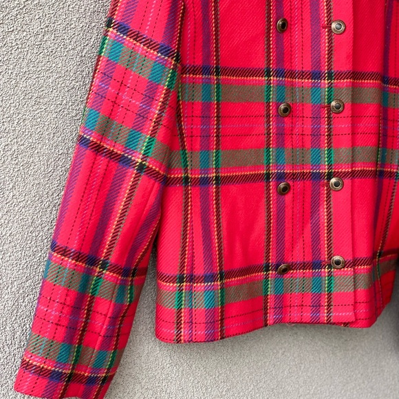 Virgin Red Wool Jacket, Vintage Louben Size 8 Blazer, Green, Yellow, Blue,Purple - Picture 10 of 12